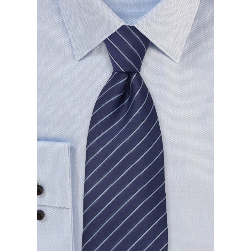 Modern Striped Tie in Persian Blue