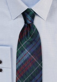 Tartan Plaid Tie in Hunter Green and Light Blue