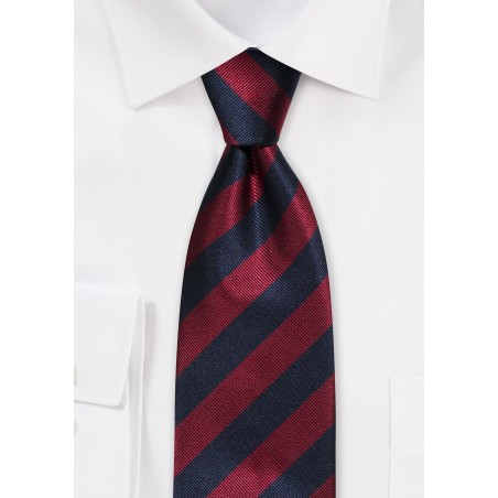 Navy and Burgundy Repp Striped Tie