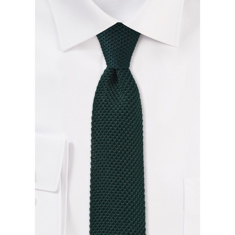 Skinny Knit Tie in Ivy Green