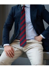 Navy and Red Necktie Styled