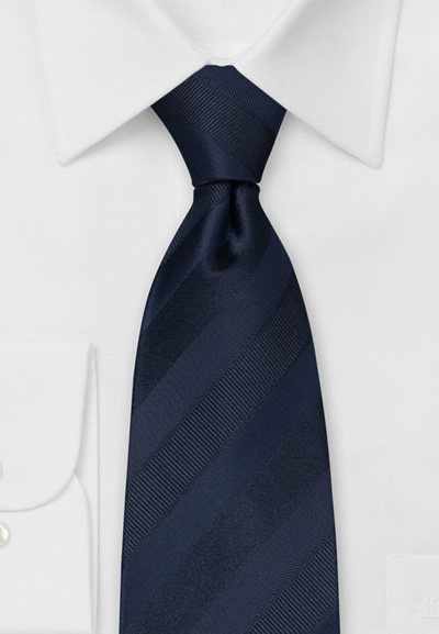 Navy blue silk Tie Solid color dark blue necktie with structured stripes