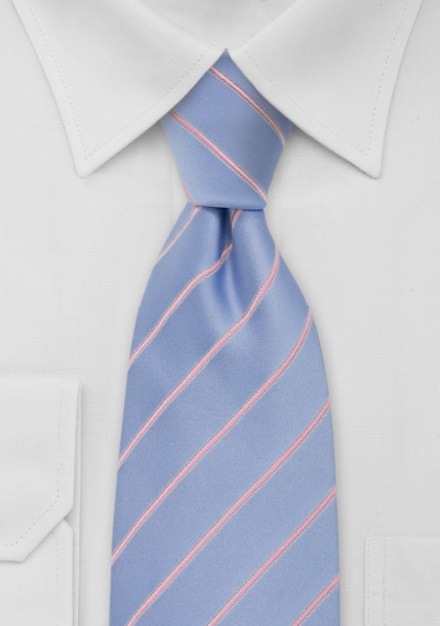 Light Blue and Pink Striped Tie