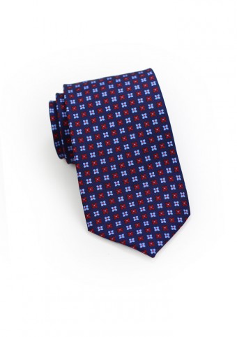 Floral Tie in Navy, Blue, and Red
