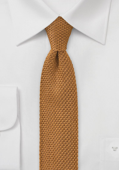 Knit Tie in Vintage Gold