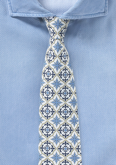 Mexican Tie in White and Gold