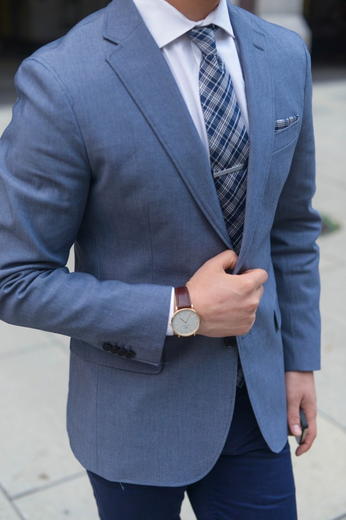 Modern Blue Plaid Tie