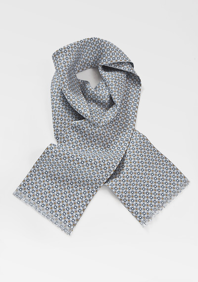 Patterned Silk Scarf in Platinum 