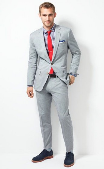 Navy Suit With Red Tie