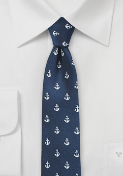 Skinny Nautical Anchor Tie