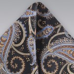 Paisley Pocket Square in Black and Blue