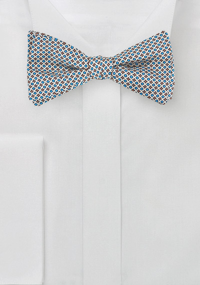 Geometric Bow Tie in Silver and Blue