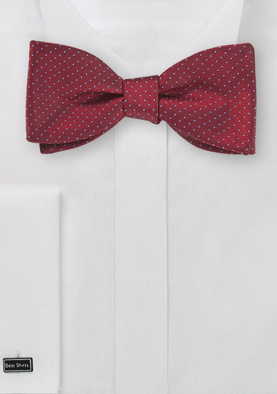 Cherry Red Pin Dot Bow Tie