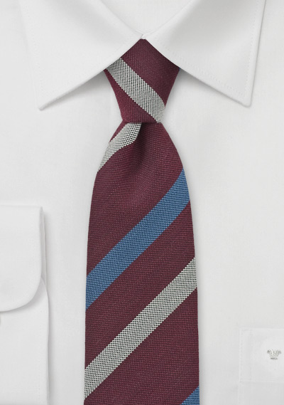 Marsala + Blue Striped Tie