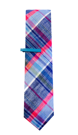Blue and Pink Madras Necktie