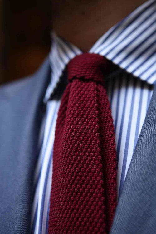 Burgundy Knit Tie for Men 