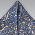 Blue and Yellow Paisley Pocket Square