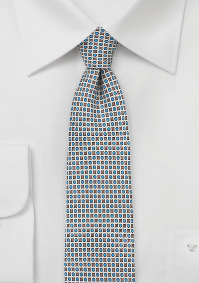 Geometric Tie in Blue and Gray