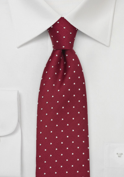 Designer Cherry Red Polka Dot Tie