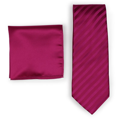 Pairing Magenta Striped Necktie to Solid Pocket Square