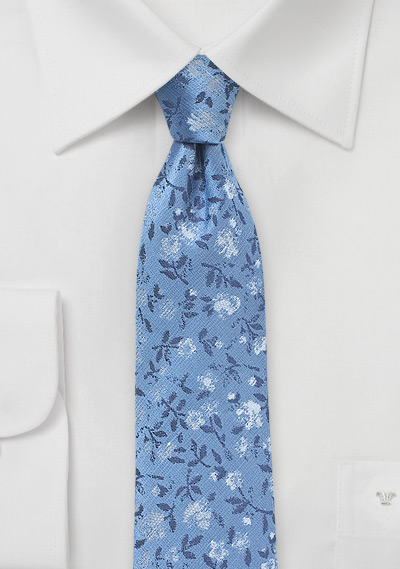 Designer Floral Tie in Light Blue