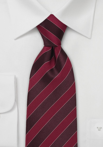 Designer Striped Tie in Burgundy + Red